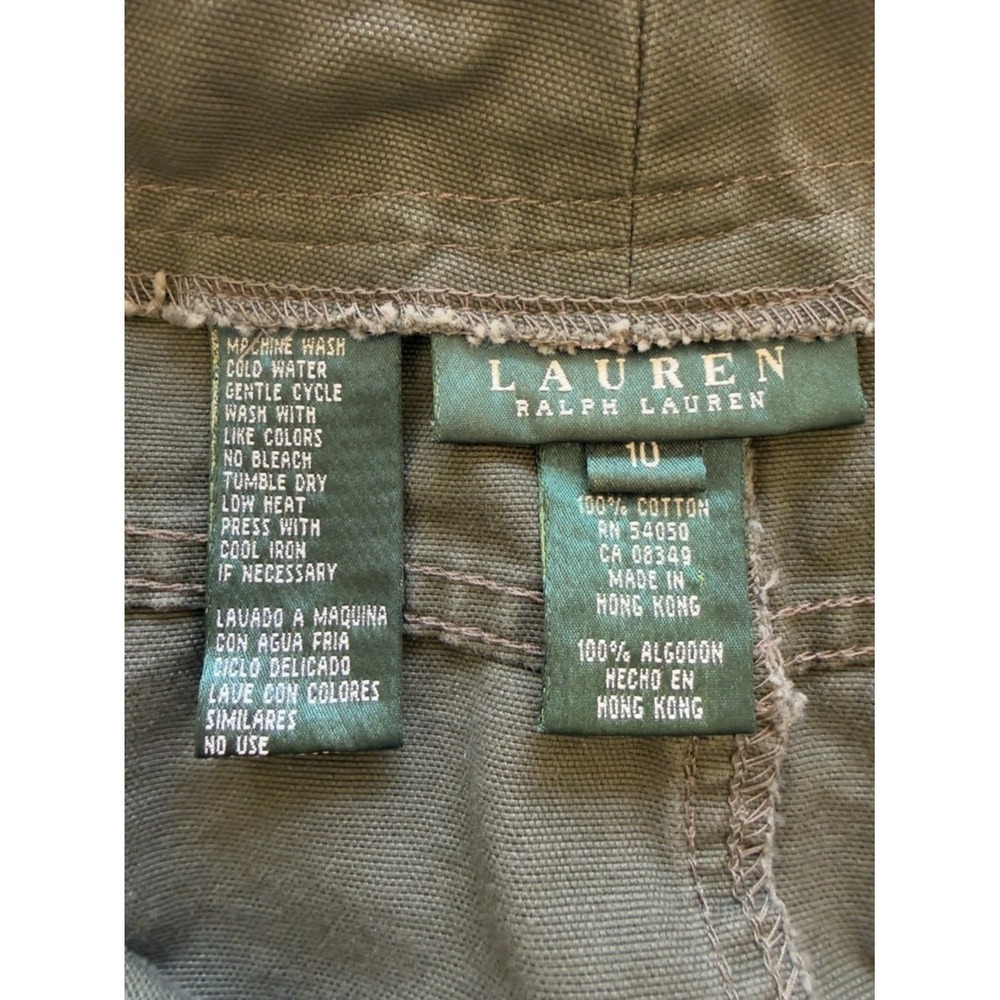 Lauren Ralph Lauren Women's Olive Green Button Front Cotton Mini Skirt Size 10 - Picture 4 of 11
